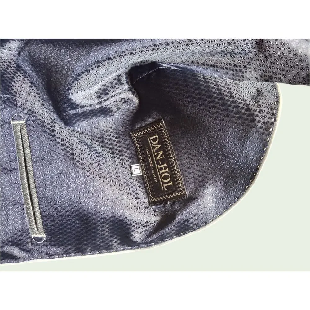 Dan-Hol Slim Fit Gray 2 Piece Suit Mens L 34x30 One Button Career Wedding